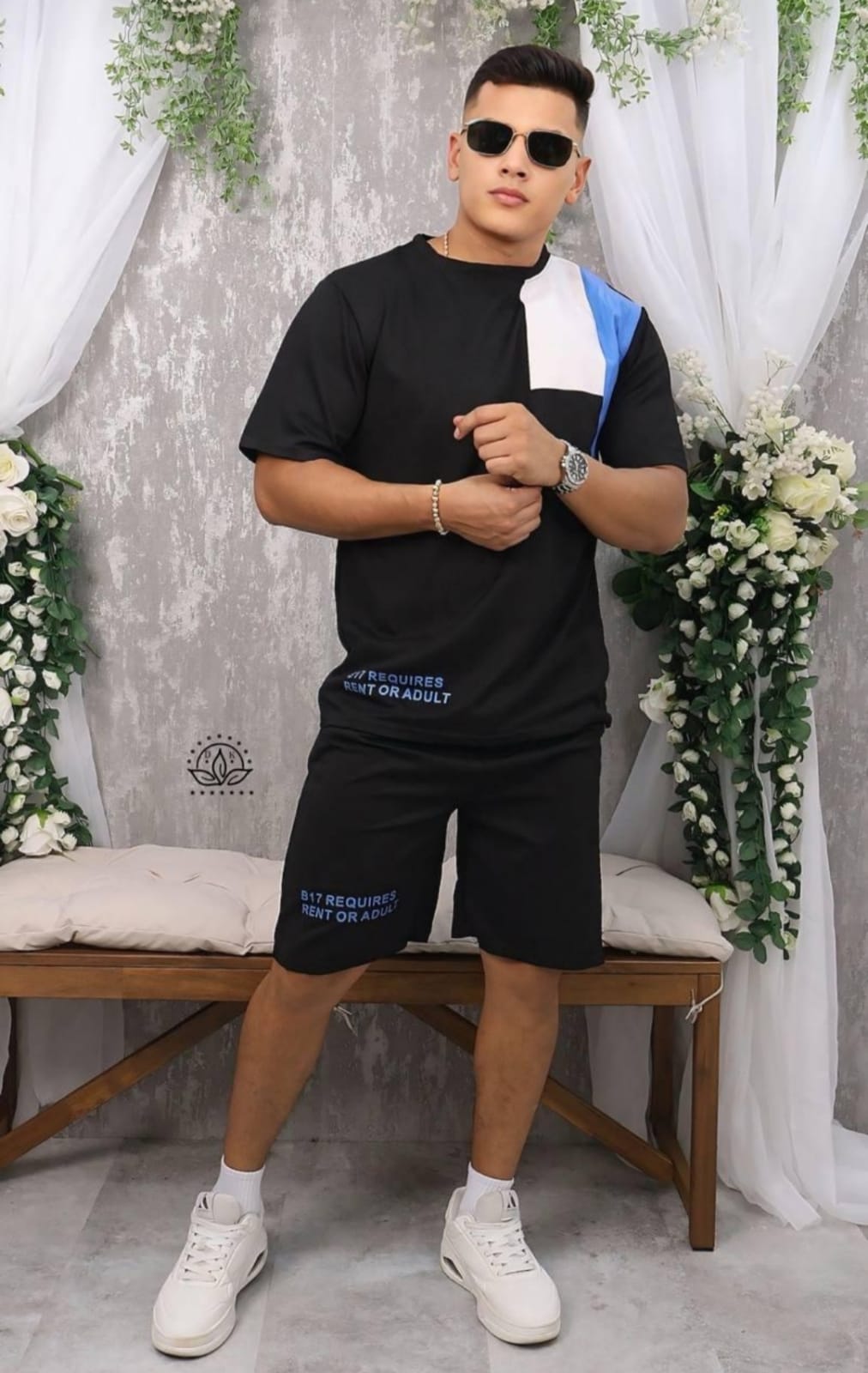 Urbano Hombre: Camiseta Bloques y Short Negro